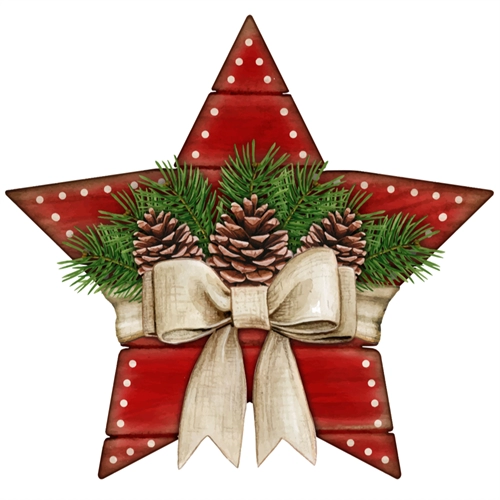 Christmas Decoration Rustic Red Star Sticker